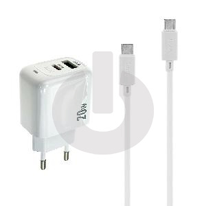 Зарядное устройство HOCO CS54A (2 Порта Type-C и USB-A, Кабель Type-C - Type-C) белое