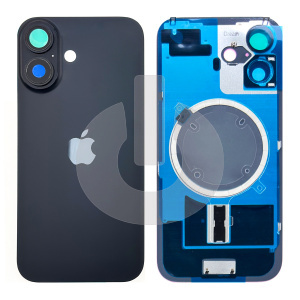 Крышка задняя для iPhone 16 со стеклом камеры черная Premium фото