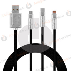 Кабель USB - Lightning/ Micro/ Type-C в оплетке (1м х 3 в 1 круглый) фото