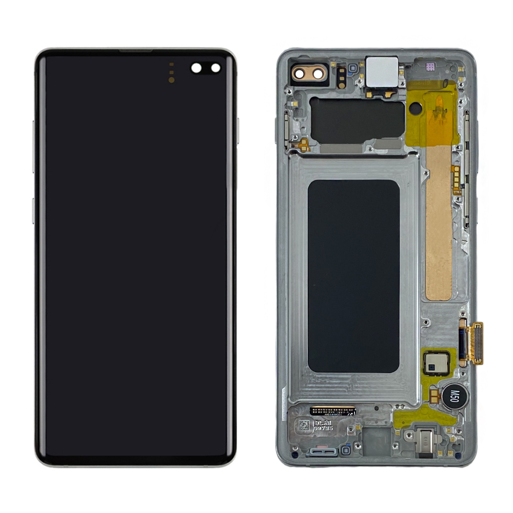 Дисплей с тачскрином для Samsung S10 Plus (G975F) в рамке серебряный SVC-OR