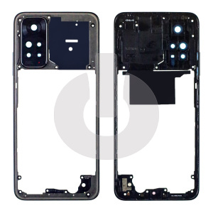 Средняя часть (рамка корпуса) для Xiaomi Redmi Note 11 4G (2201117TY/G)/ Note 11S (2201117SY) со стеклом камеры черная фото