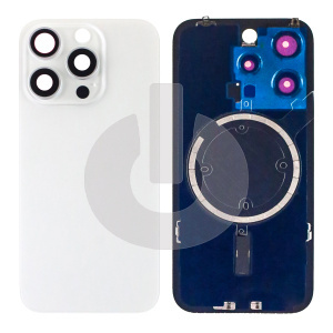 Крышка задняя для iPhone 15 Pro Max со стеклом камеры белый титан Premium фото