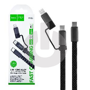 Кабель Type-C - Type-C - Lightning HOCO X125 (1м х 3A х 60W) черный фото