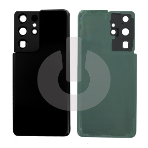 Крышка задняя для Samsung S21 Ultra (G998B) со стеклом камеры черная