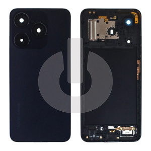 Крышка задняя для Tecno Spark 10 4G (KL5q) с рамкой корпуса и стеклом камеры черная фото
