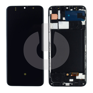 Дисплей с тачскрином для Samsung A30s (A307F) в рамке черный OLED фото