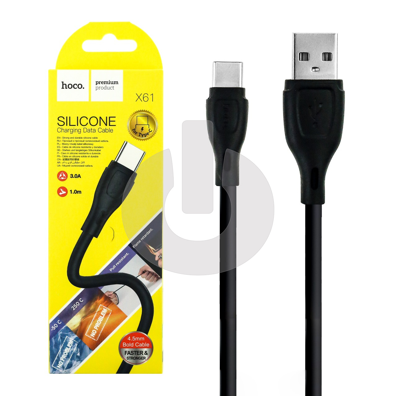 Кабель USB AM - Type-C HOCO X61 Silicone (1м х 3A) черный фото