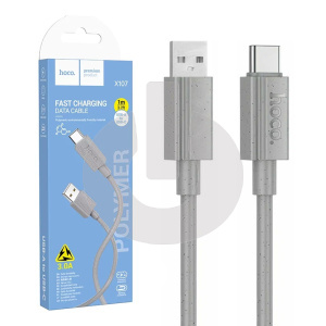 Кабель USB AM - Type-C HOCO X107 (1м х 3A) серый фото