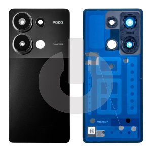 Крышка задняя для Xiaomi Poco M6 Pro 4G (2312FPCA6G) со стеклом камеры черная фото