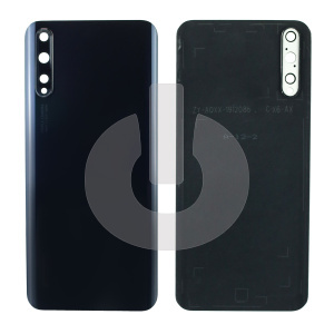 Крышка задняя для Huawei Y8p (AQM-LX1)/ P Smart S со стеклом камеры черная АКЦИЯ фото