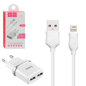 Зарядное устройство HOCO C12 Smart dual USB (Кабель micro usb) белое АКЦИЯ