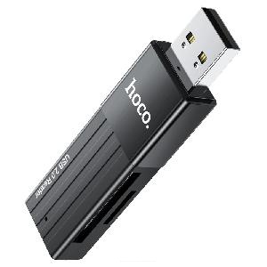 Картридер HOCO HB20 Mindful 2 в 1 USB/ USB-A на microSD/ SD черный АКЦИЯ