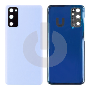 Крышка задняя для Samsung S20 (G980F) со стеклом камеры голубая