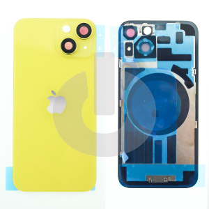 Крышка задняя для iPhone 14 Plus со стеклом камеры желтая АКЦИЯ фото