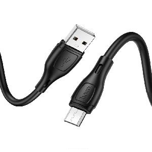 Кабель USB AM - Micro USB HOCO X61 Silicone (1м х 2.4A) черный АКЦИЯ