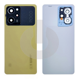 Крышка задняя для Xiaomi Poco X5 Pro 5G (22101320G) со стеклом камеры желтая фото