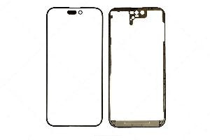 Стекло для переклейки iPhone 14 Pro Max с OCA пленкой в рамке черное АКЦИЯ