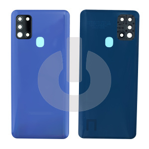 Крышка задняя для Samsung A21S (A217F) со стеклом камеры синяя фото
