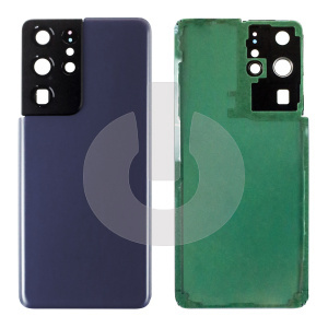 Крышка задняя для Samsung S21 Ultra (G998B) со стеклом камеры синяя фото