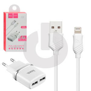 Зарядное устройство HOCO C12 Smart dual USB (Кабель micro usb) белое АКЦИЯ фото