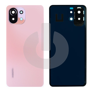 Крышка задняя для Xiaomi Mi 11 Lite 5G NE (2109119DG)/ Mi 11 Lite (M2101K9AG)/ Mi 11 Lite 5G (M2101K9G) со стеклом камеры розовая