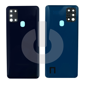 Крышка задняя для Samsung A21S (A217F) со стеклом камеры черная фото