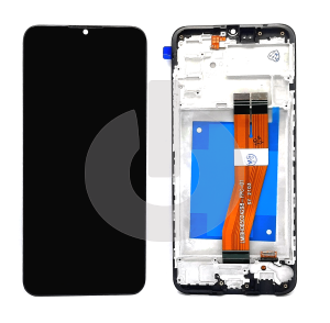Дисплей с тачскрином для Samsung A02s (A025F) в рамке черный ORG