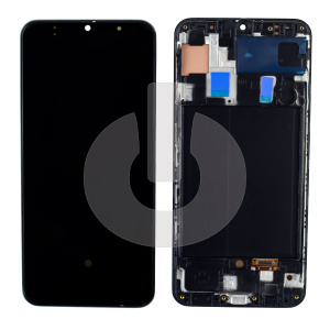 Дисплей с тачскрином для Samsung A50 (A505F)/ A30 (A305F) в рамке черный OLED фото