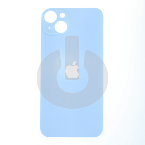 Крышка задняя для iPhone 14 Plus (с большим вырезом) голубая фото