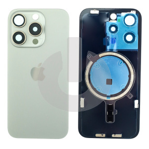 Крышка задняя для iPhone 15 Pro со стеклом камеры натуральный титан Premium фото