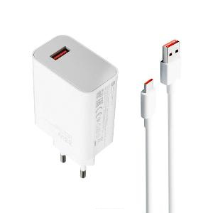 Зарядное устройство для Xiaomi с кабелем USB - Type-C белое