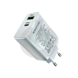Зарядное устройство BOROFON BA106A (USB-A x 2A. 18W/ Type-C x 3A. 20W) белое