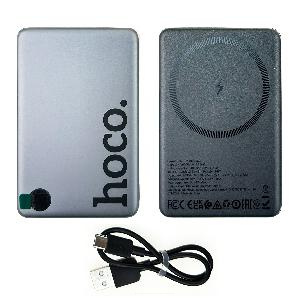 Беспроводная зарядка HOCO Q34 MagSafe + Power Bank 10000 mAh металлический серый