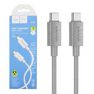 Кабель Type-C - Type-C HOCO X107 (1м х 3A х 60W) серый 