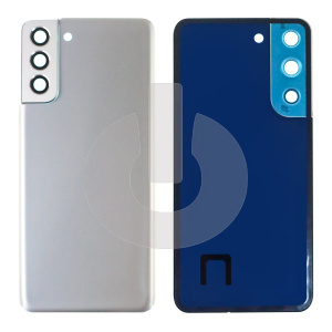 Крышка задняя для Samsung S21+ (G996B) со стеклом камеры серебряная