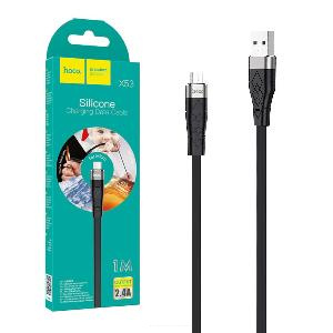 Кабель USB AM - Micro USB HOCO X53 Silicone (1м х 2.4A) черный АКЦИЯ
