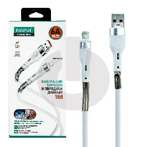 Кабель USB AM - Lightning FaizFull FR14 Silicone (1м х 6A) белый фото