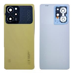 Крышка задняя для Xiaomi Poco X5 Pro 5G (22101320G) со стеклом камеры желтая