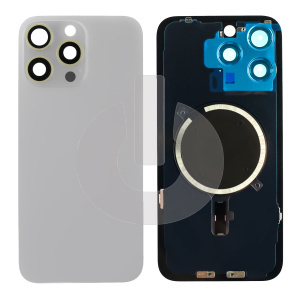 Крышка задняя для iPhone 15 Pro Max со стеклом камеры натуральный титан Premium фото