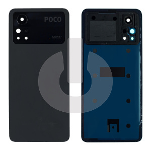 Крышка задняя для Xiaomi Poco X4 Pro 5G (2201116PG) со стеклом камеры черная фото