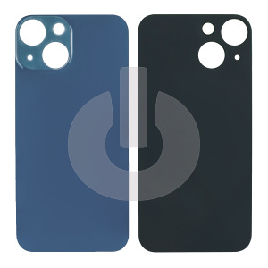 Крышка задняя для iPhone 13 Mini (с большим вырезом) синяя фото