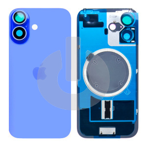 Крышка задняя для iPhone 16 со стеклом камеры синяя Premium фото