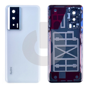 Крышка задняя для Xiaomi Poco F5 Pro (23013PC75G) со стеклом камеры белая фото