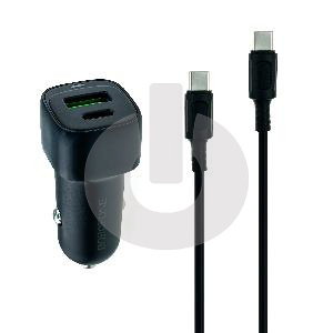 Зарядное устройство автомобильное BOROFONE BZ34B (два порта Type-C 20W и USB-A 18W, Кабель Type-C - Type-C) черное