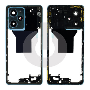 Средняя часть (рамка корпуса) для Xiaomi Poco X5 Pro 5G (22101320G) со стеклом камеры голубая фото