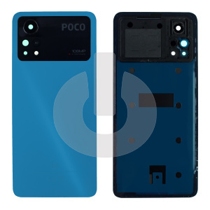 Крышка задняя для Xiaomi Poco X4 Pro 5G (2201116PG) со стеклом камеры синяя фото
