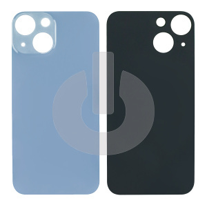 Крышка задняя для iPhone 14 Plus (с большим вырезом) голубая Premium фото