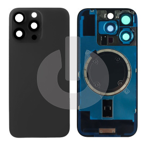 Крышка задняя для iPhone 16 Pro со стеклом камеры черный титан Premium фото