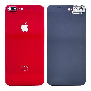Крышка задняя для iPhone 8 Plus со стеклом камеры красная Premium