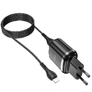 Зарядное устройство HOCO N4 (5V х 2.4A х 2 USB-порта) с кабелем USB - Lightning черное АКЦИЯ